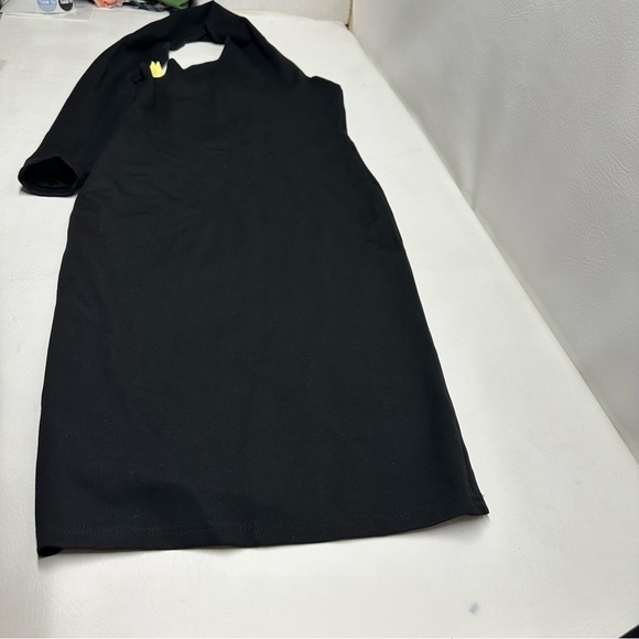 NEW Alieva Dasha Black Modern One Shoulder Mini Evening Dress Stretch Size L - Picture 4 of 15